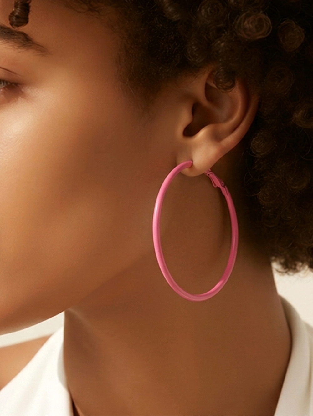 Bubblegum Pink Hoop Earrings 50mm Bold Flamingo Statement Leverback Summer Chic